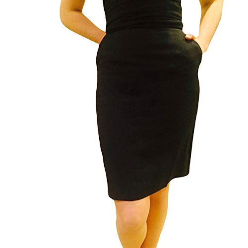 Womens Skirt, Tuxedo Style Pencil Skirt, Black
