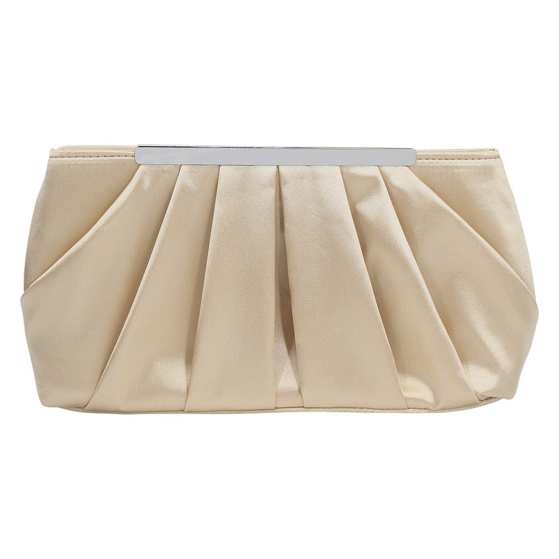 Womens Pleated Satin Evening Clutch