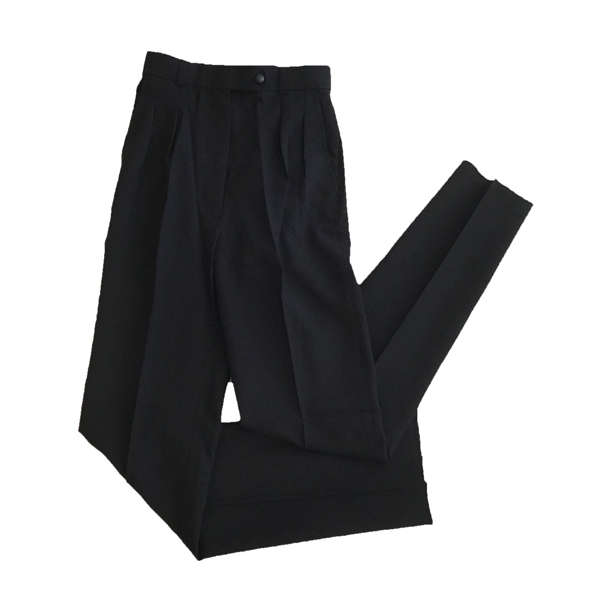 Womens Black Pleated Polyester Dress Pants