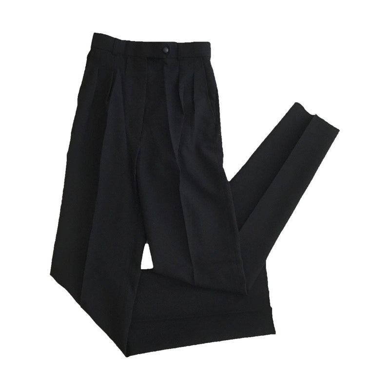 Womens Black Pleated Polyester Dress Pants - 6