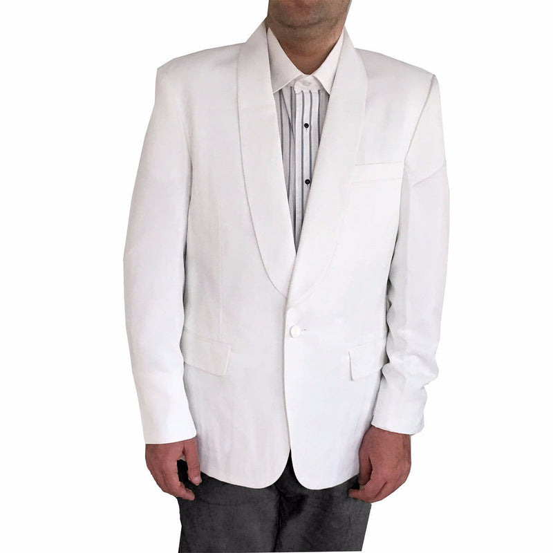 Mens Shawl Collar White Tuxedo Dinner Jacket, Polyester