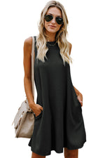 Crisscross Open Back Sleeveless Dress with Pockets