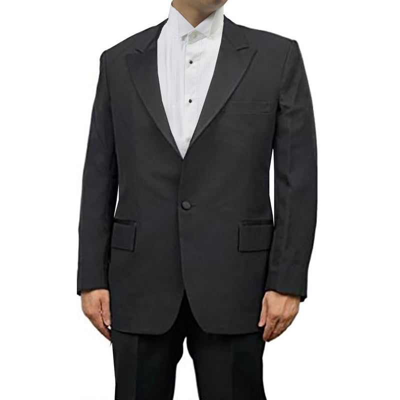 Mens Black Peak Collar Tuxedo Jacket, Polyester