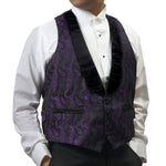 Mens Purple Brocade Tuxedo Vest Reverses to Solid Black