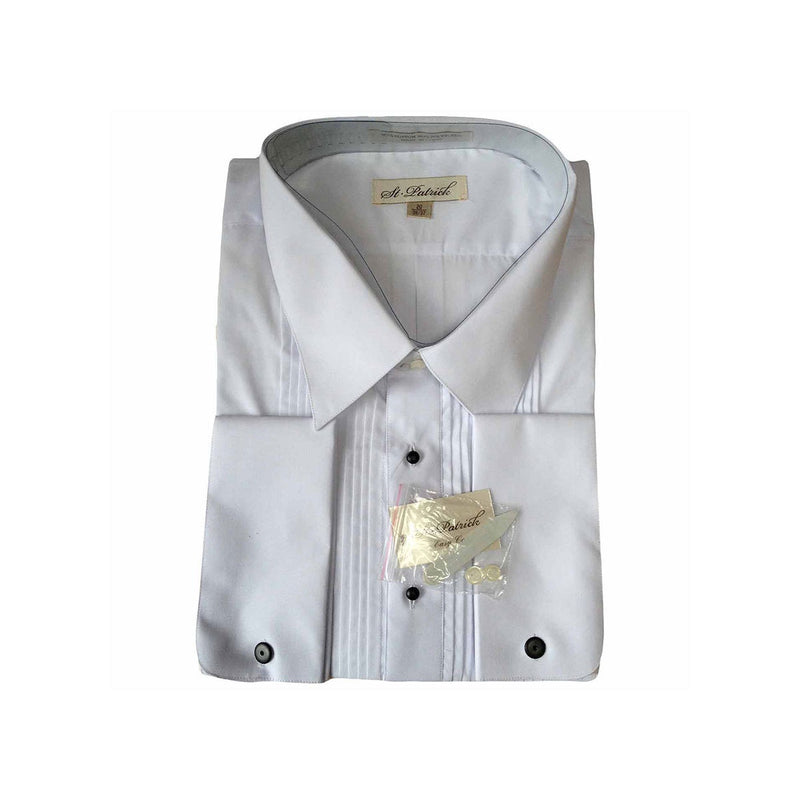 Men's Tuxedo Shirt, White, Vintage Lay Down Collar by St Patrick