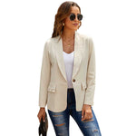 Womens Shawl Collar One Button Blazer, Brown, Beige or Black