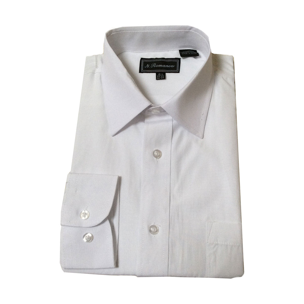 mens white dress shirt 15 32/33 Amanti Men's Classic Dress Shirt Convertible Cuff White / 15.5 32/33