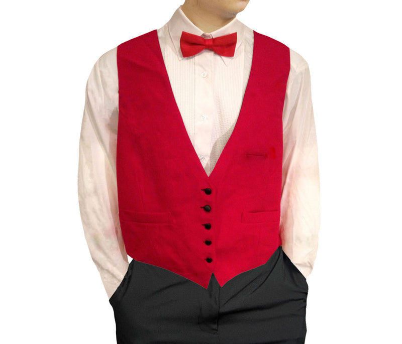 Mens Red Tuxedo Vest with 5 Buttons