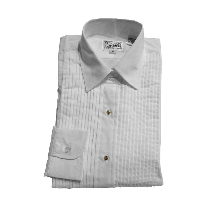 Jr Tuxedo Shirt, Lay Down Collar & 1/4" Pleats