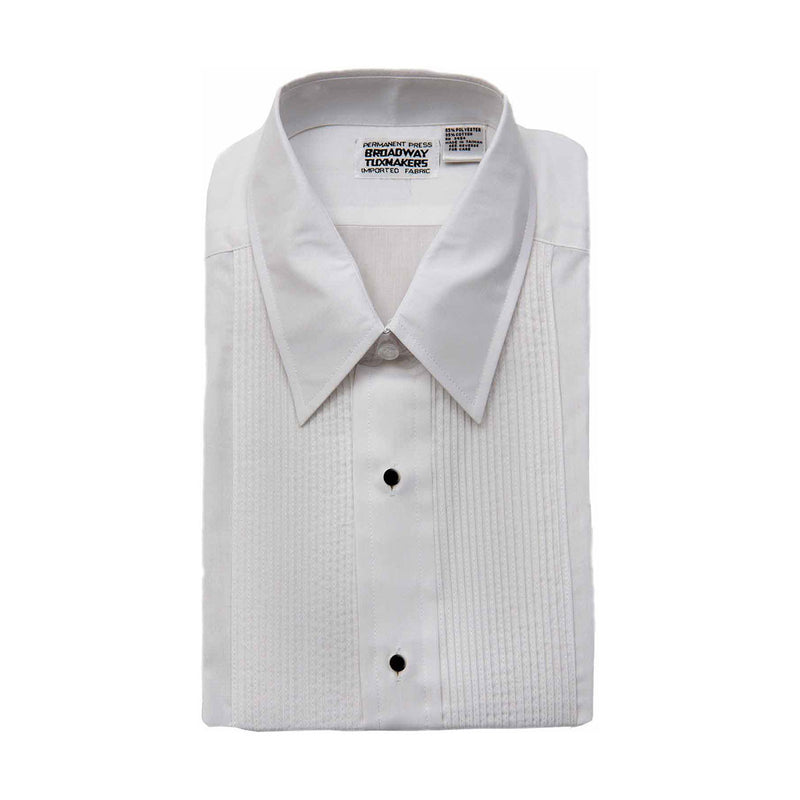 Men's Tuxedo Shirt, Lay Down Collar & 1/8" Pleats, White Tuxedo Closeouts Men's Tuxedo Shirt, Lay Down Collar & 1/8" Pleats, White Tuxedo Closeouts