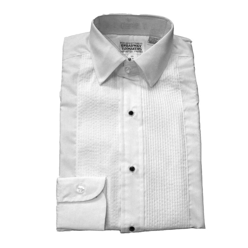 Women's Tuxedo Shirt, White, Lay Down Collar & 1/8" Pleats