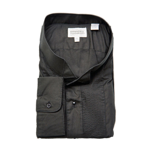 Mens Black Tuxedo Shirt, Wing Collar & 1/8