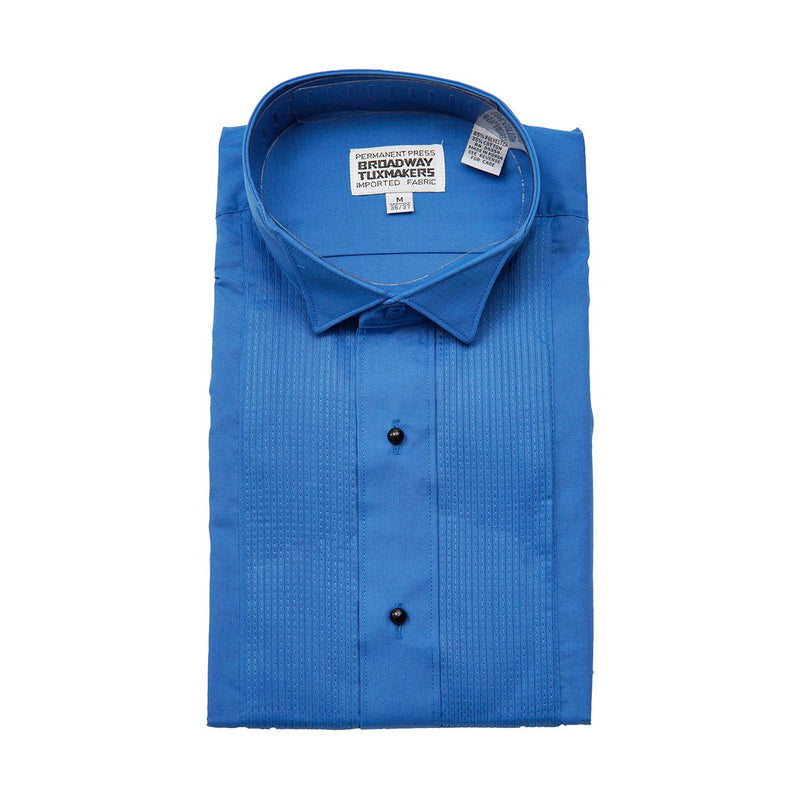 Boys Tuxedo Shirt, Wing Collar, 1/8" Pleats, Royal Blue