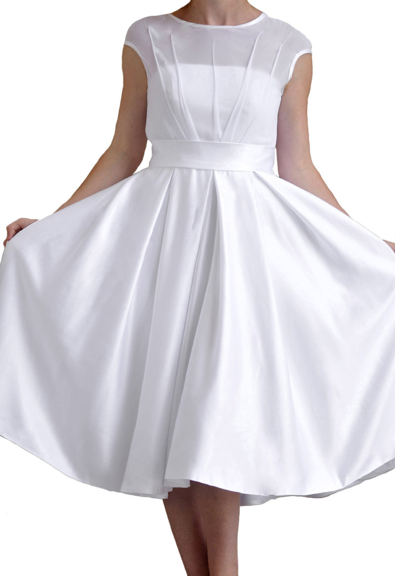 white sleeveless flare dress Off White Pleated Lace Sleeveless Mini Dress