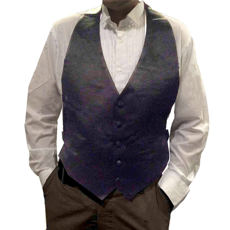 Mens Backless Black Satin Vest