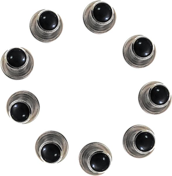 Silver-plated Round Studs with black Inserts (1 gross (144 pcs))