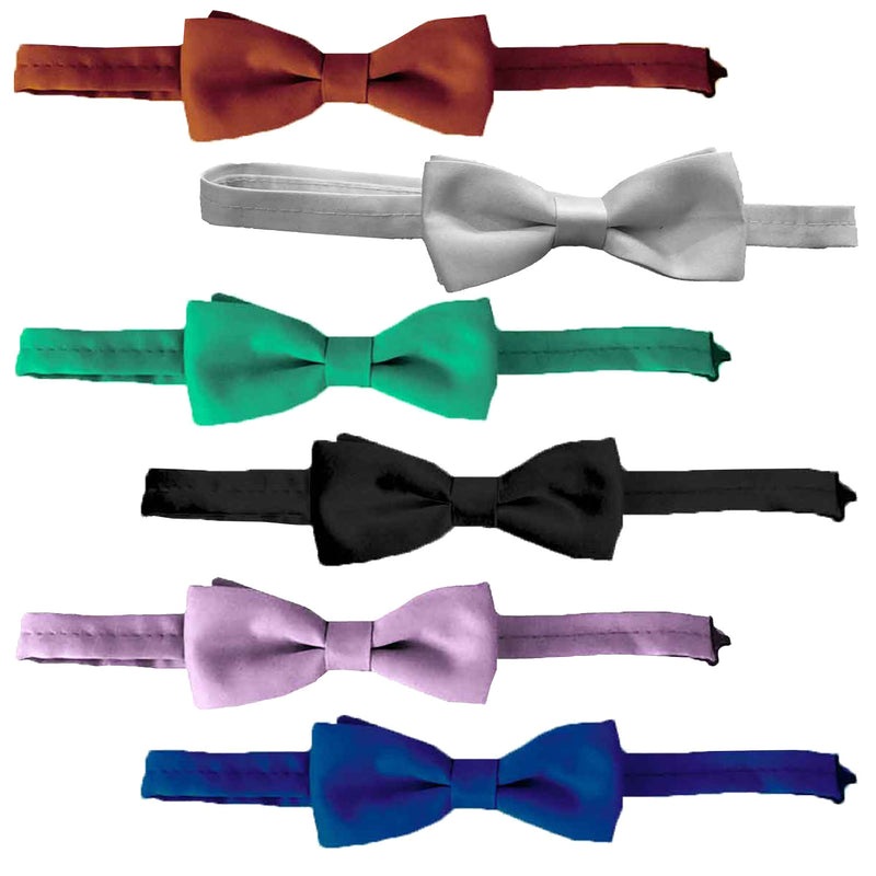One Dozen Unisex Pre-Tied Banded Bow Ties in Assorted Colors