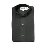 Boys Tuxedo Shirt, Wing Collar, 1/8" Pleats, Black