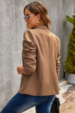 Womens Shawl Collar One Button Blazer, Brown, Beige or Black