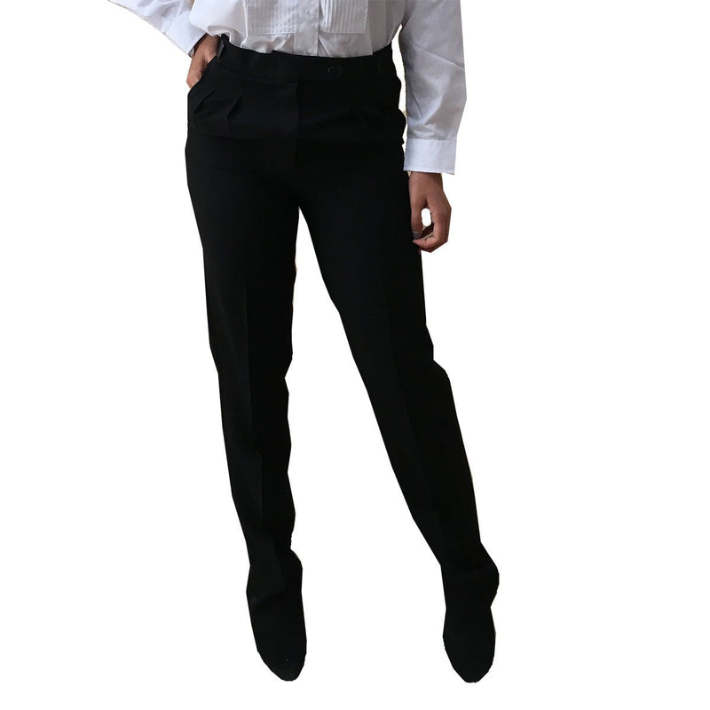 Women's Tuxedo Pants Black, Pleated Adjustable, Polyester