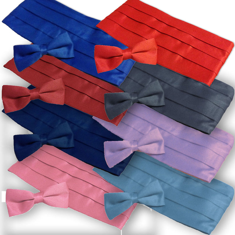 Solid Color Adult Bow Tie & Cummerbund Set