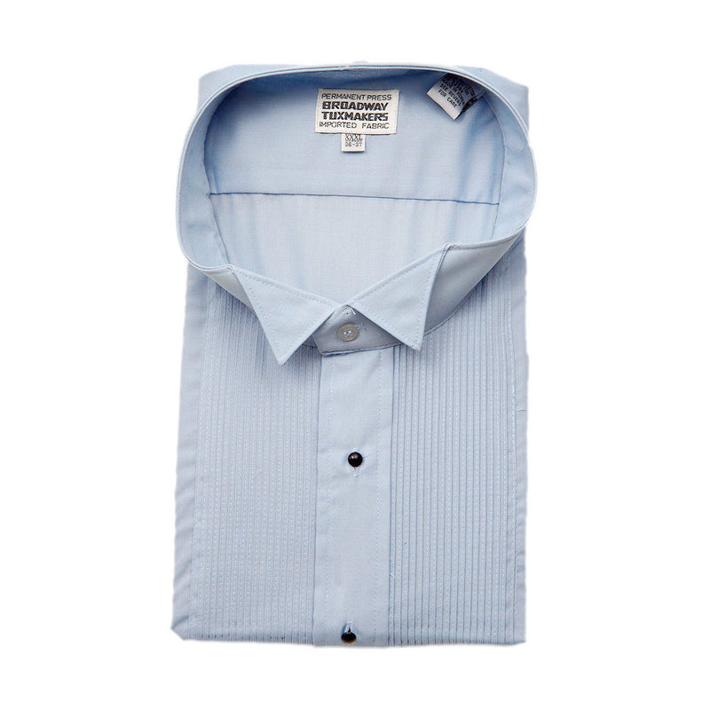 Men\'s Light Blue Tuxedo Shirt with Wing Collar and 1/8" Pleats