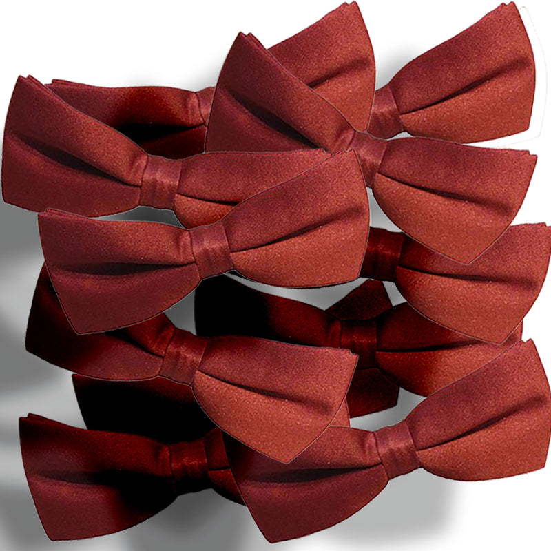 One Dozen Pretied Banded Bow Ties - Burgundy