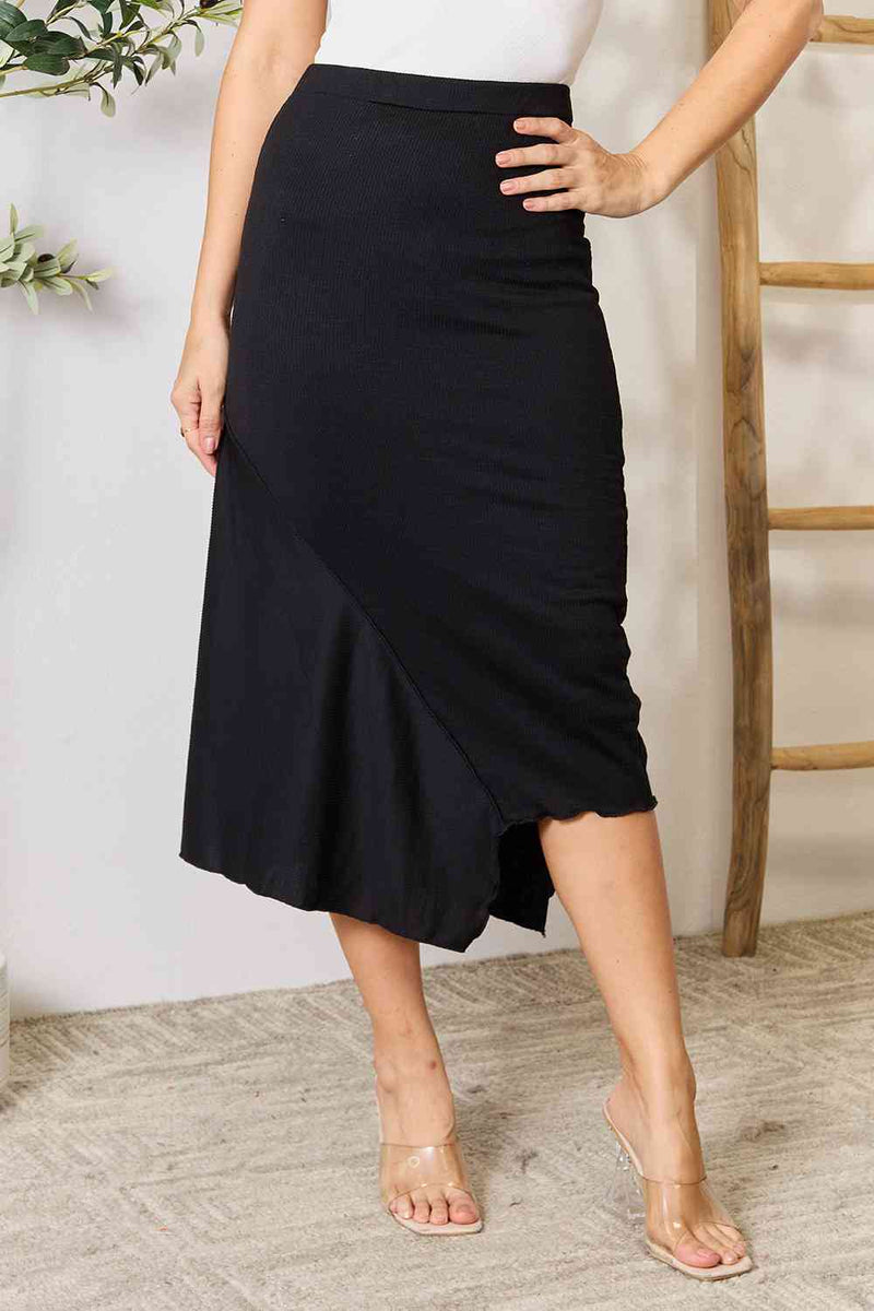 Full Size High Waist Midi Skirt