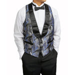 Mens "Symphony in Blue" Tuxedo Vest Reverses to Solid Black