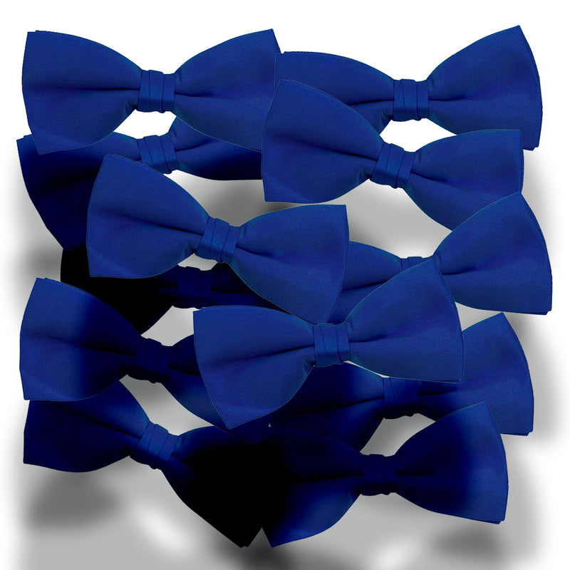 One Dozen Pretied Banded Bow Ties - Royal Blue