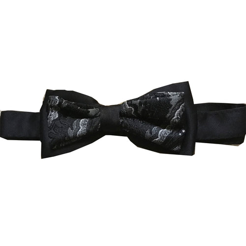 Bow Tie, Adult Pretied Banded, (Black Brocade)