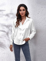 Button Up Collared Neck Long Sleeve Shirt