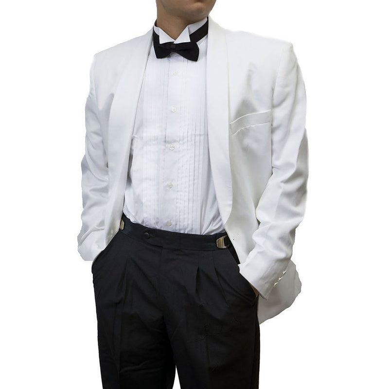 Mens 2 Piece White Dinner Jacket & Black Tuxedo Pants