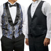 Mens "Symphony in Blue" Tuxedo Vest Reverses to Solid Black