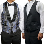 Mens "Symphony in Blue" Tuxedo Vest Reverses to Solid Black