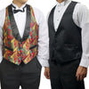 Mens "Autumn Leaves" Tuxedo Vest Reverses to Solid Black