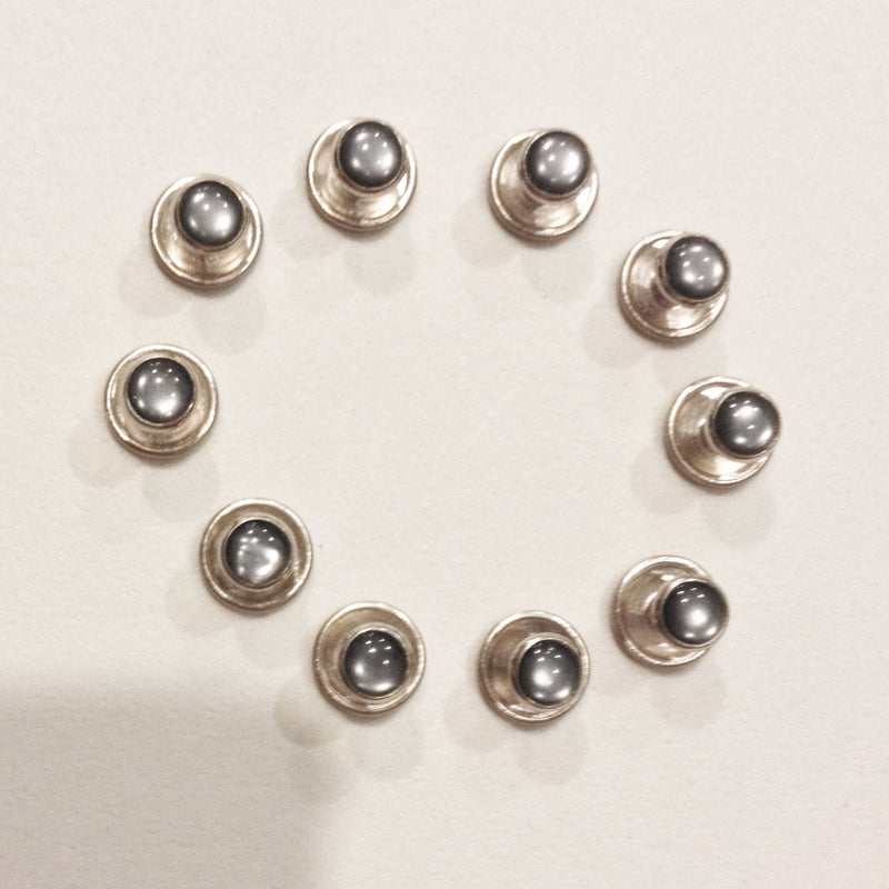 Silver Tone Stud's with Smoke Inserts, 144 pcs