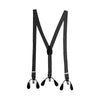 Convertible Button or Clip-On Suspenders with Leather Trim (Black) - Black
