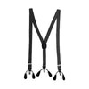 Convertible Button or Clip-On Suspenders with Leather Trim (Black) - Black