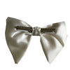 Men's Bow Tie, White, Vintage 1970's Large Satin Clip On