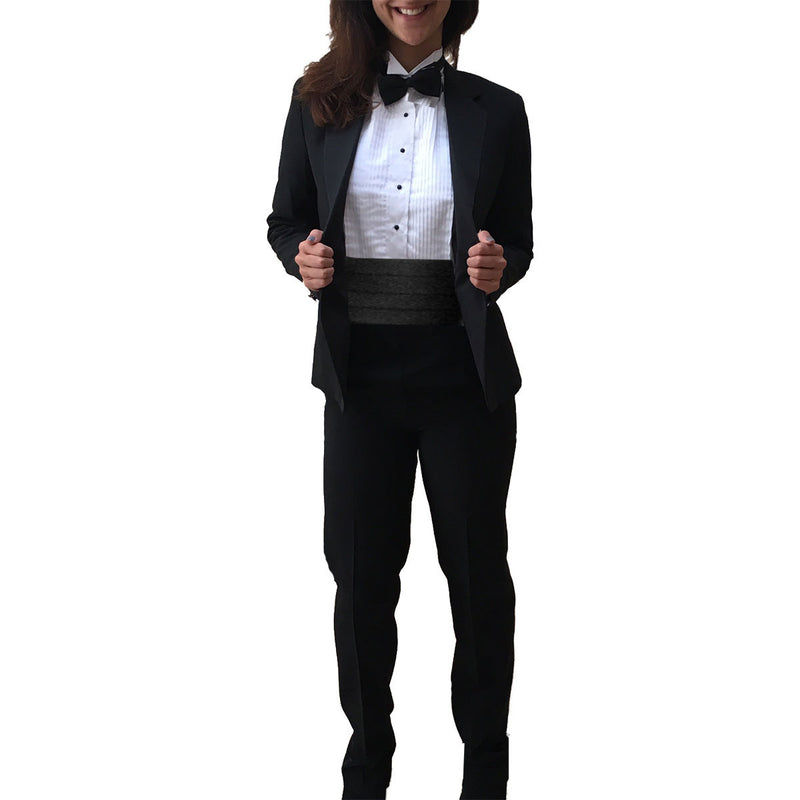 Women's Tuxedo Suit, Black, Notch Collar Jacket & Pants - 2 Pieces