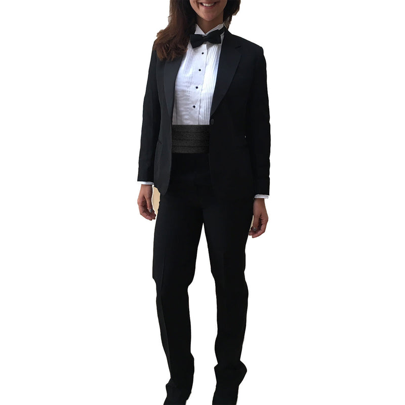 Women's Tuxedo Suit, Black, Notch Collar Jacket & Pants - 2 Pieces